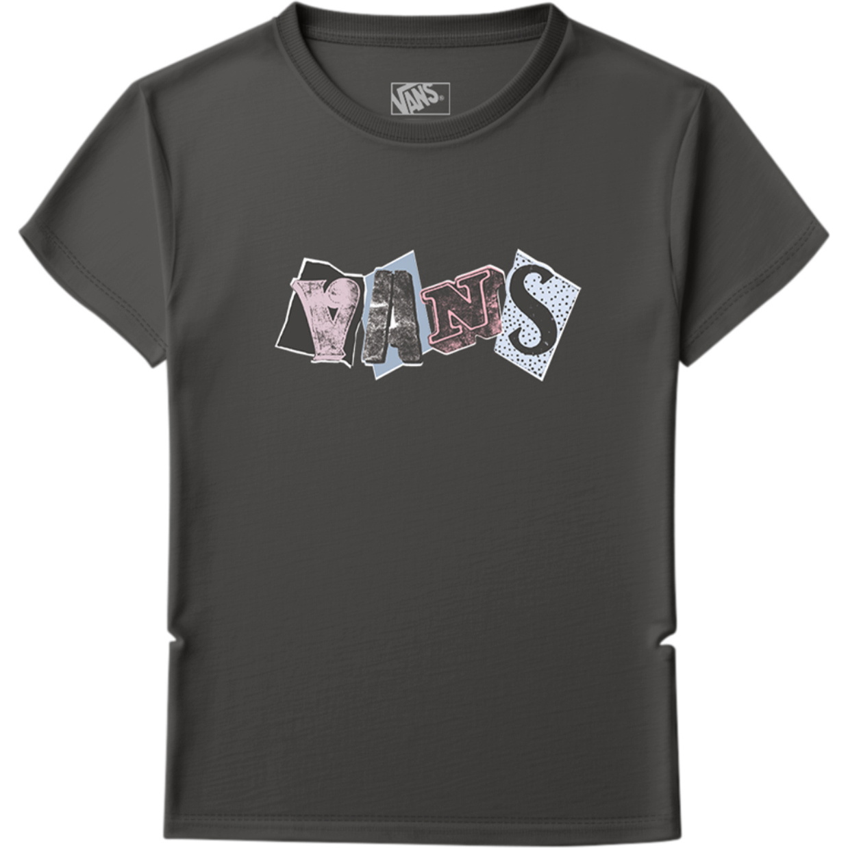 2026 Vans Womens Mix Collage Crew T-Shirt VN0010F1EMV - Faded Black